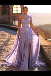 E799 Lilac Luxurious Lace Corset Dress