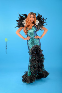 SW007 Blue and Black Long Dress 