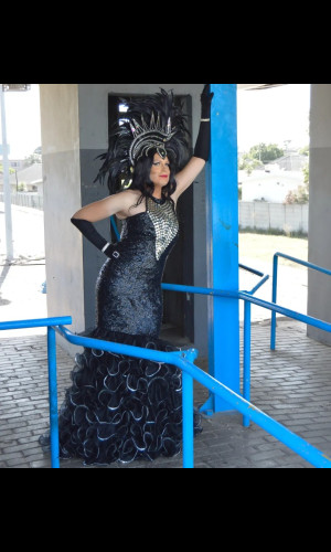 SW008 Black and Silver Long Dress 