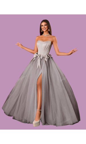 B555 Mauve Grey Ballgown