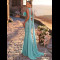E797 Aqua Blue Rose Detailed Corset Dress