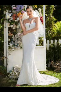 W011 Kelsey Lace Strapless Wedding Dress