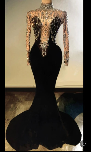 SW038 Lisinda Black Drama Velvet Gown